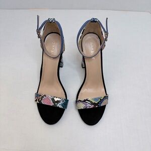 Bamboo Sweet Love Multicolored Heels with Pastel Snake-Print Straps